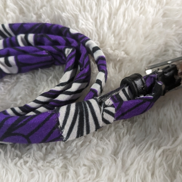 Upcycled Hand Crafted Matching Choker and Belt Set. Purple/White/Black. - Picture 7 of 11